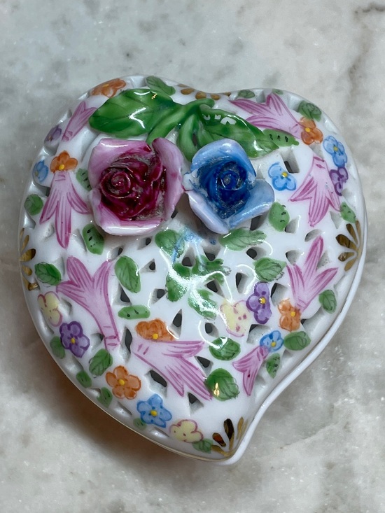 Royal Danube Other - Vintage Royal Danube Floral Heart Trinket Dish - #1886 Handpainted